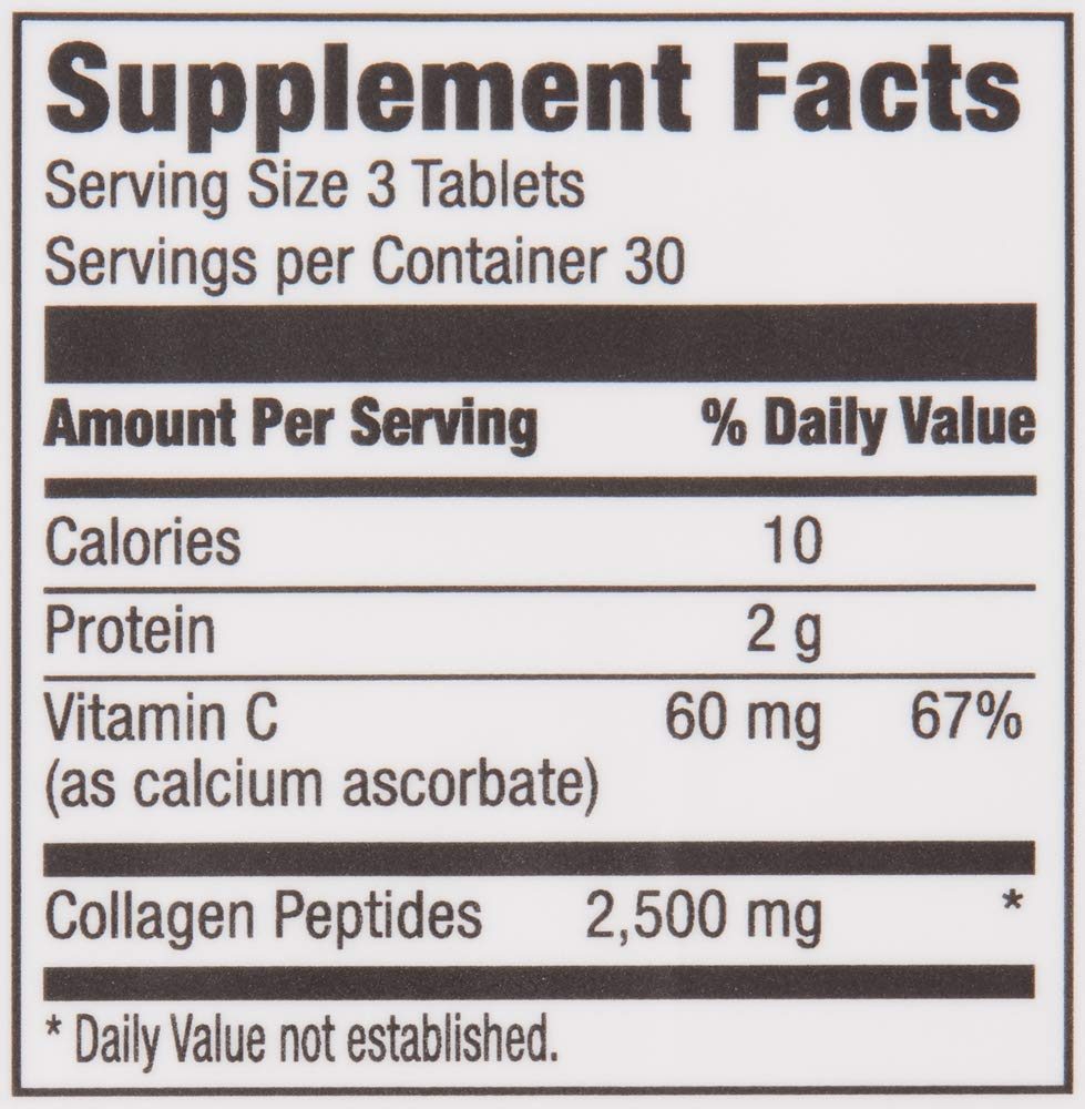 Amazon Brand - Revly Collagen Peptides + Vitamin C, 2500 mg Collagen Peptides per Serving (3 Tablets), 90 Tablets