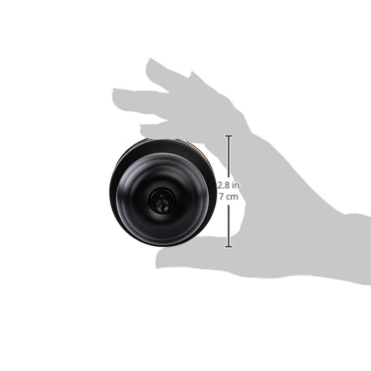 AmazonBasics Exterior Door Knob With Lock and Deadbolt, Classic, Matte Black