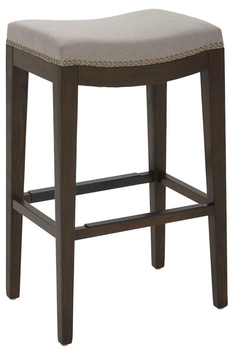 Amazon Brand – Stone & Beam Elden Nailhead-Trim Kitchen Counter Backless Bar Stool, 30"H, Slate