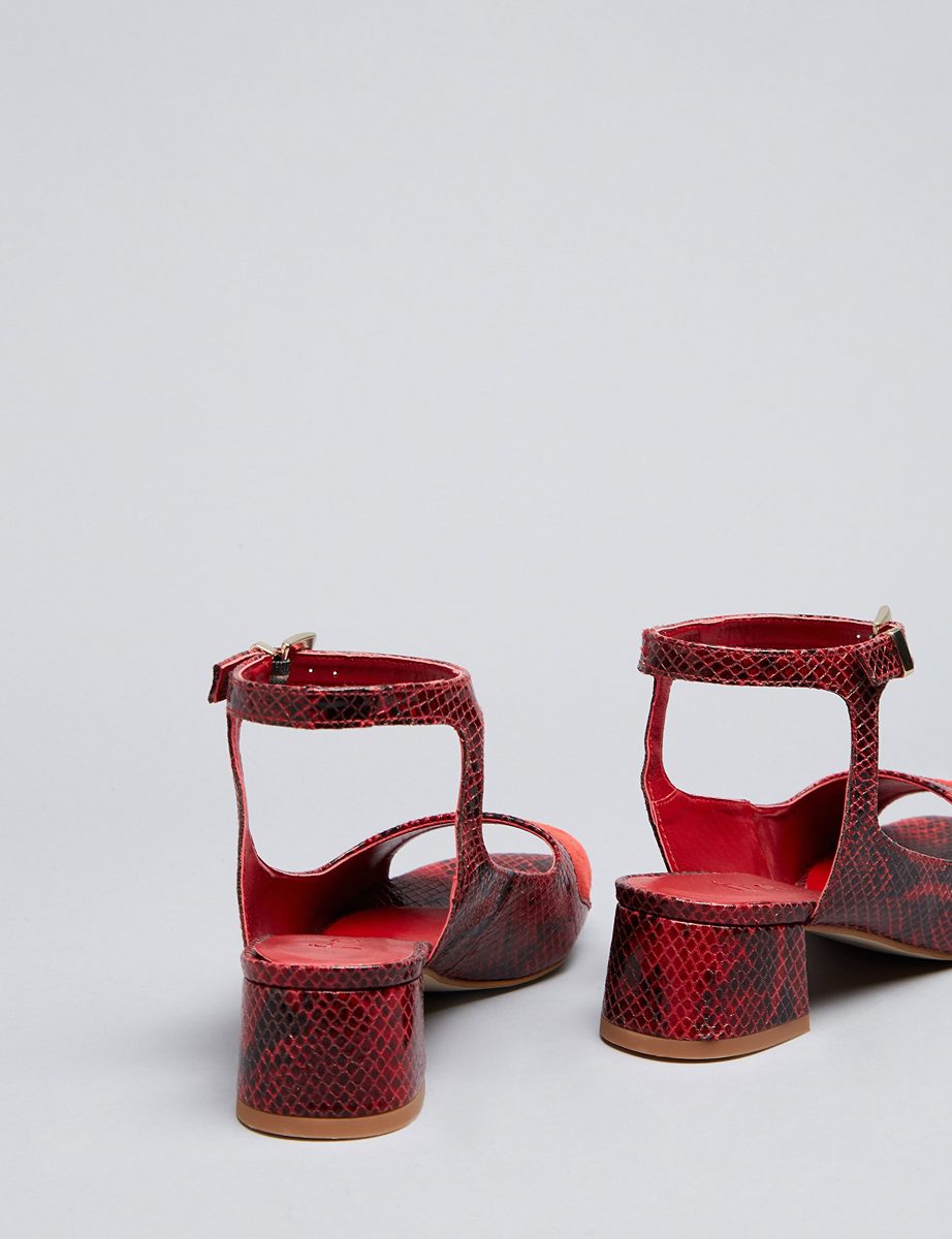 find. Amazon Brand Women's Open Toe Sharp Block Heel Multicolour (Red Print) US 6.5