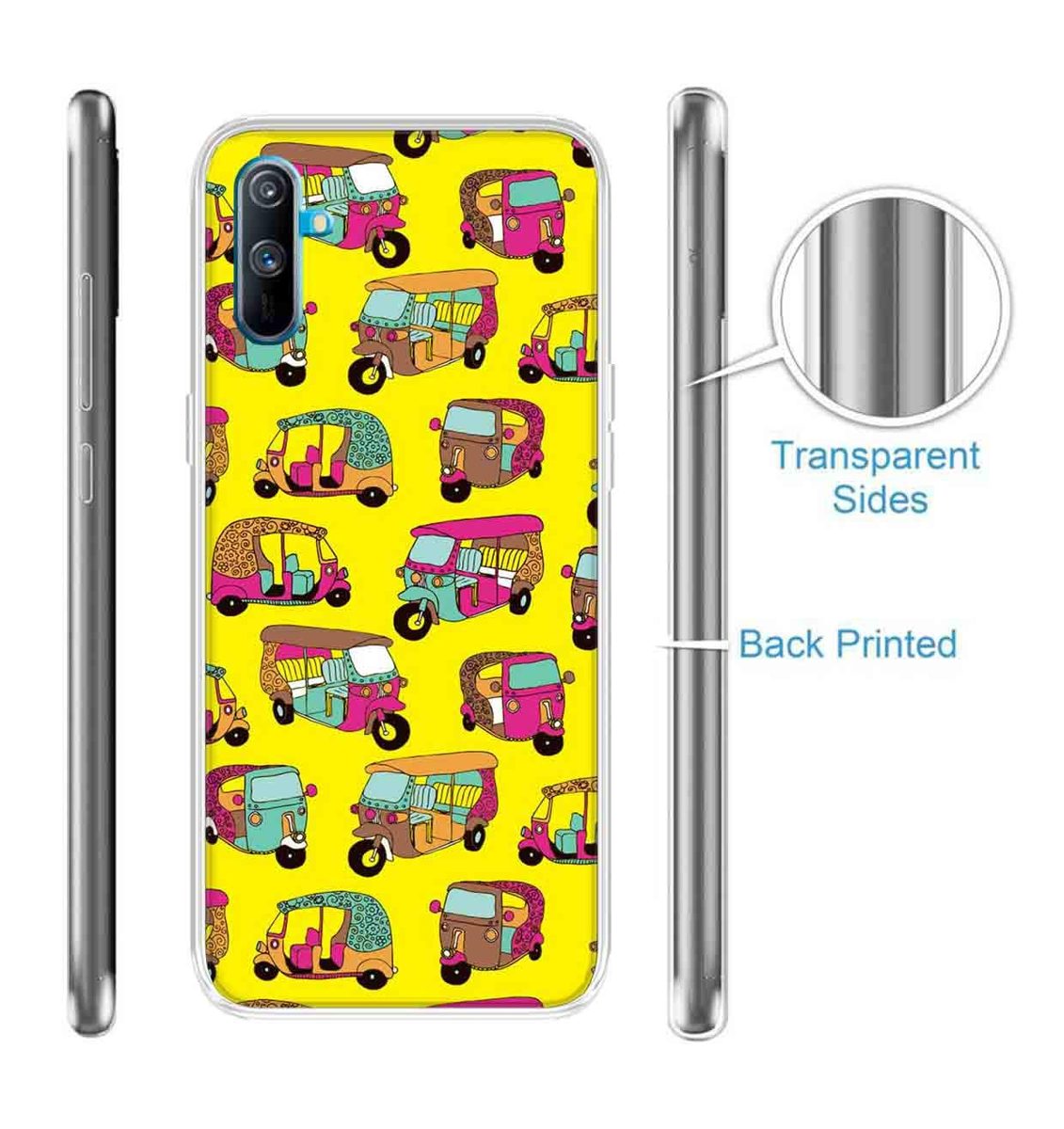 Amazon Brand - Solimo Designer Multicolor Auto Yellow Pattern Printed Soft Back Case Mobile Cover for Realme C3