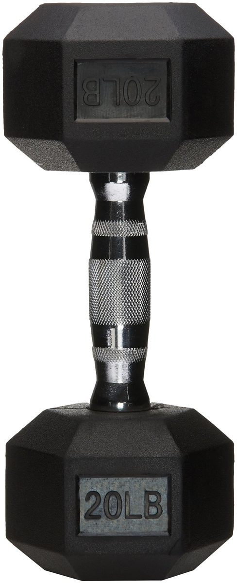 AmazonBasics Rubber Encased Hex Dumbbell Weight - 10.7 x 4 x 3.5 Inches, 10 Pounds, Pack of 1