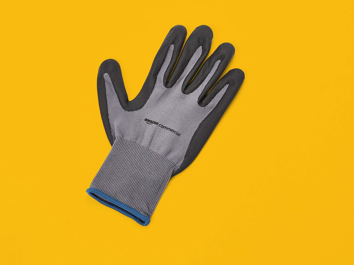 AmazonCommercial 13G Nylon & Foam Nitrile Gloves (Grey/Back), Size XL, 3 Pairs