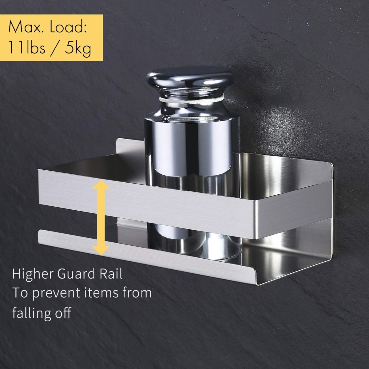 Umi by Amazon Bathroom Shelf Self Adhesive Shower Caddy Shower Shelves NO Drill Storage Organiser Stainless Steel Brushed, BSC205S23B-2