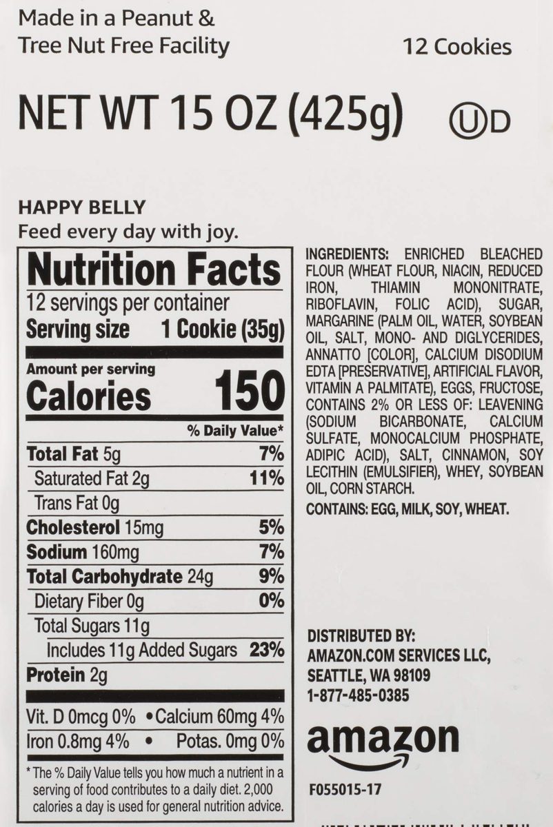 Amazon Brand - Happy Belly Cookie, Snickerdoodle, 15 Ounce, 12 Count - Frozen