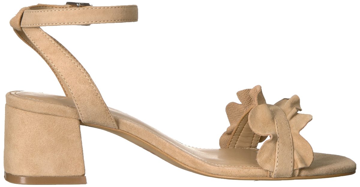 Amazon Brand - The Fix Women's Lizzie Block Heel Ruffled Sandal Heeled, Dove Suede, 10 B US