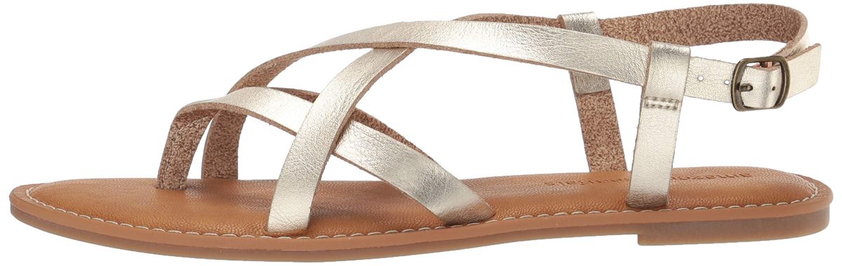 Amazon Essentials Women's Casual Strappy Sandal, Gold, 11 B US