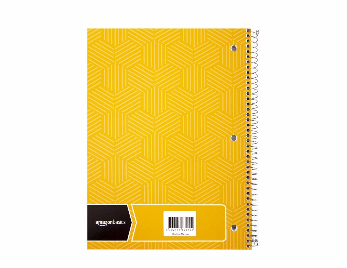 AmazonBasics College Ruled Wirebound Spiral Notebook, 100 Sheet, Assorted Sunburst Pattern Colors, 25-Pack