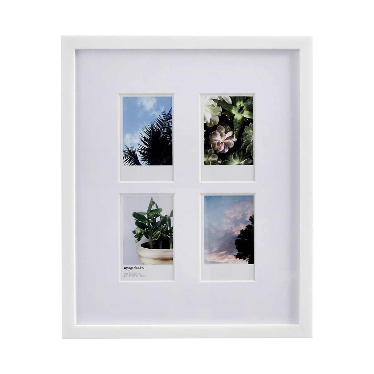 AmazonBasics Photo Frame for use with Instax - 4-Opening - 3.25"x2", White
