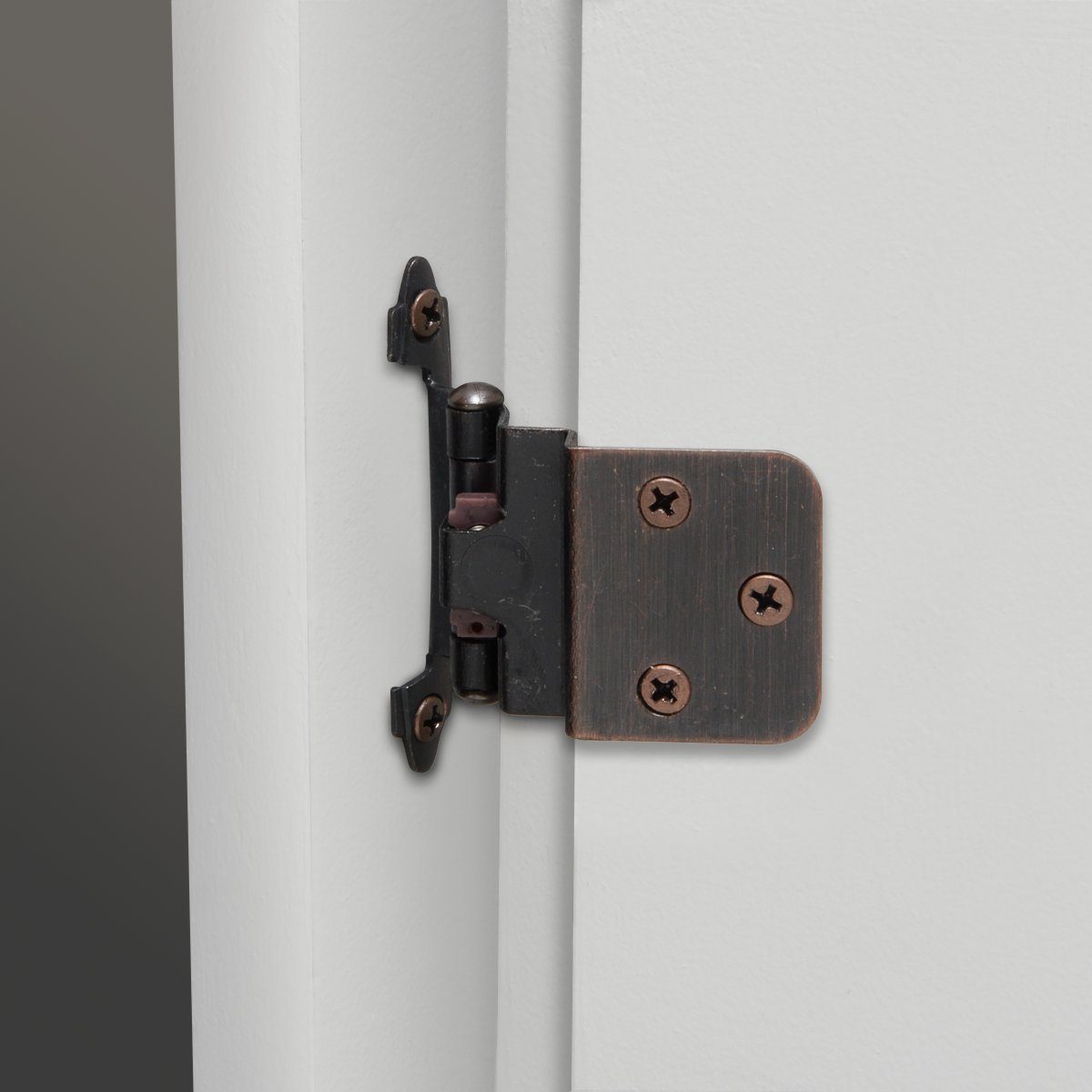 AmazonBasics 3/8 Inch Kitchen Inset Cabinet Door Hinge, Self-Closing, 1 Pair, Oil Rubbed Bronze, 10-Pack