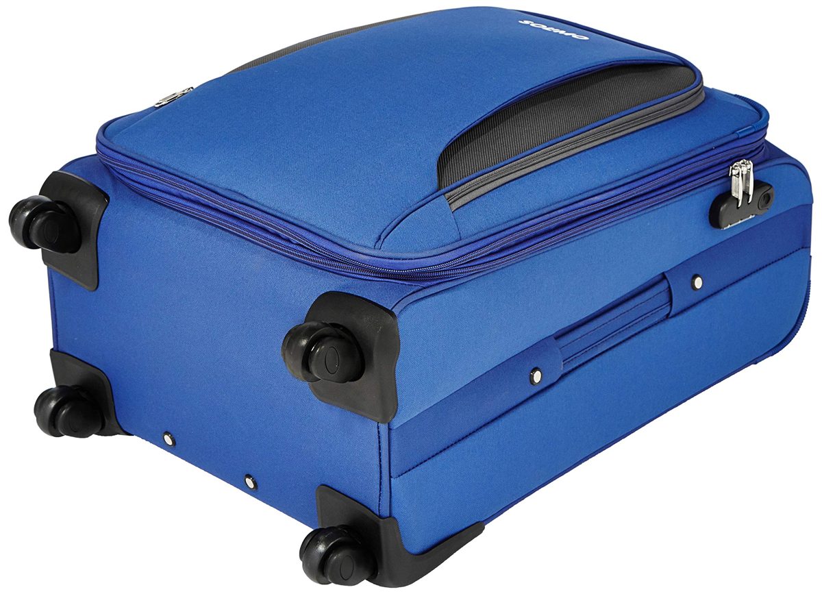 Amazon Brand - Solimo 78 cm Blue Softsided Check-in Suitcase with Wheels