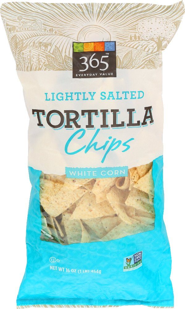365 Everyday Value, Lightly Salted Tortilla Chips, White Corn, 16 oz
