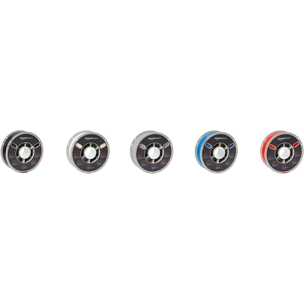 AmazonBasics Premium PLA 3D Printer Filament, 1.75mm, 5 Assorted Colors, 1 kg per Spool, 5 Spools