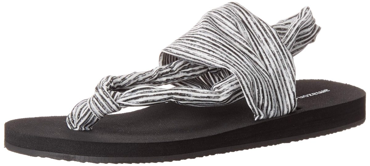 Amazon Essentials Women's Delia Sandal, Grey Stripe, 12 Medium US