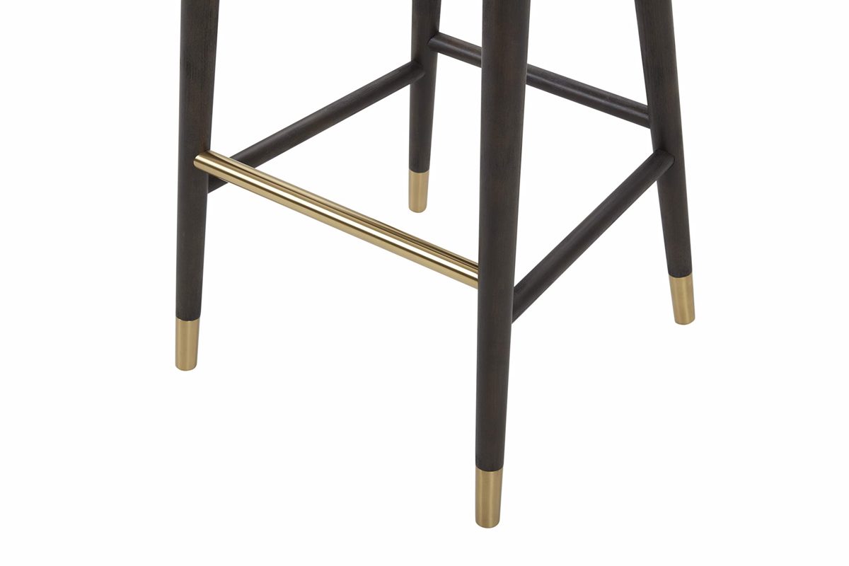 Amazon Brand – Rivet Whit Contemporary Upholstered Bar Stool with Gold Accents, 41"H, Felt Grey