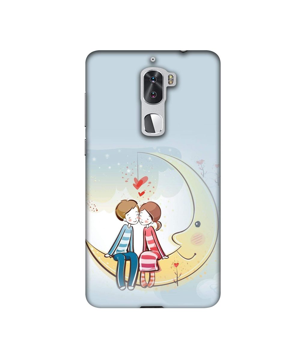 Amazon Brand - Solimo Designer Couple Sitting On Moon 3D Printed Hard Back Case Mobile Cover for Coolpad Cool1 Dual