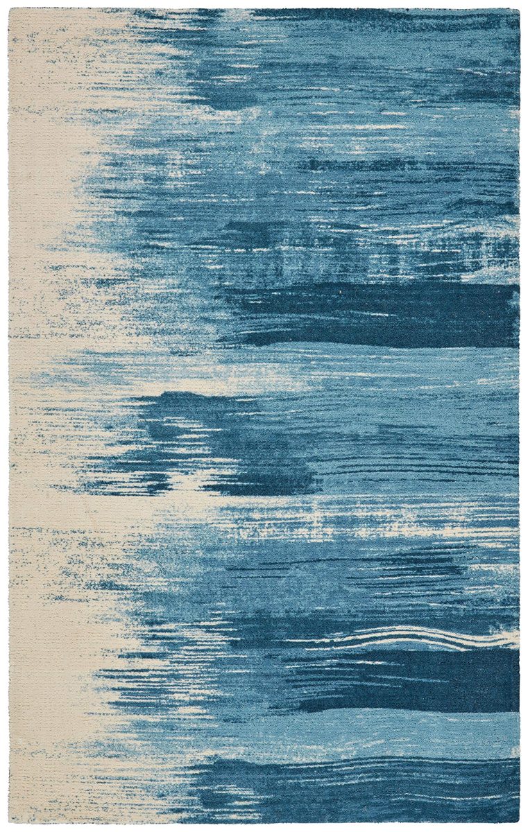 Amazon Brand – Rivet Modern Abstract Area Rug, 4 x 6 Foot, Blue, White
