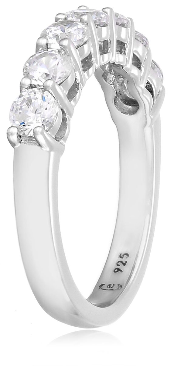 Platinum-Plated Sterling Silver 7-Stone Ring made with Swarovski Zirconia (2 cttw), Size 6