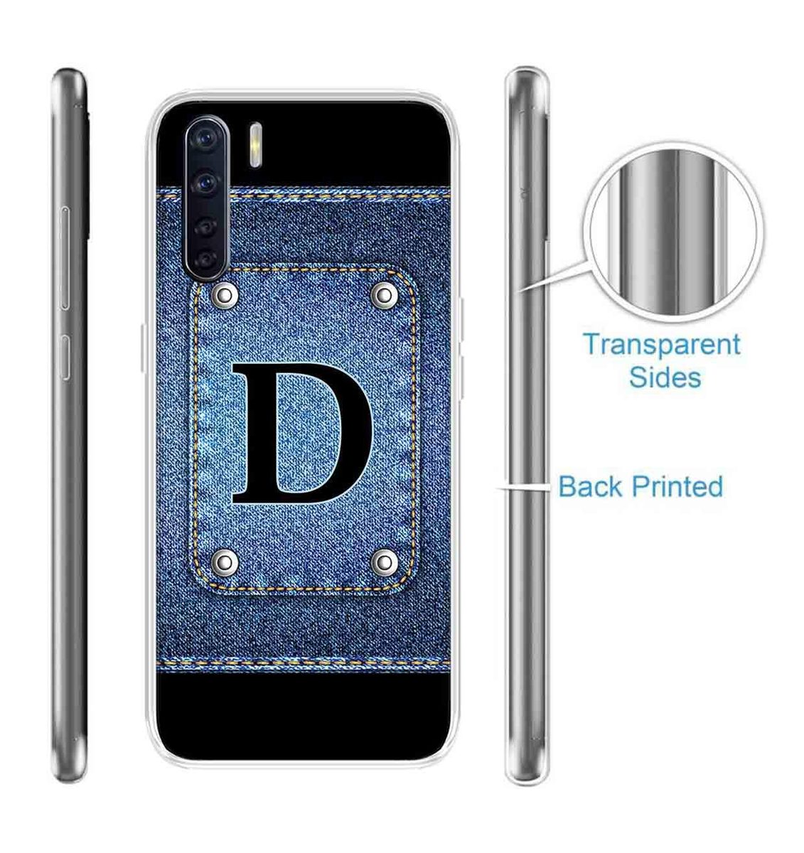 Amazon Brand - Solimo Designer Multicolor Button Jeans Alphabet-D Printed Soft Back Case Mobile Cover for Oppo F15