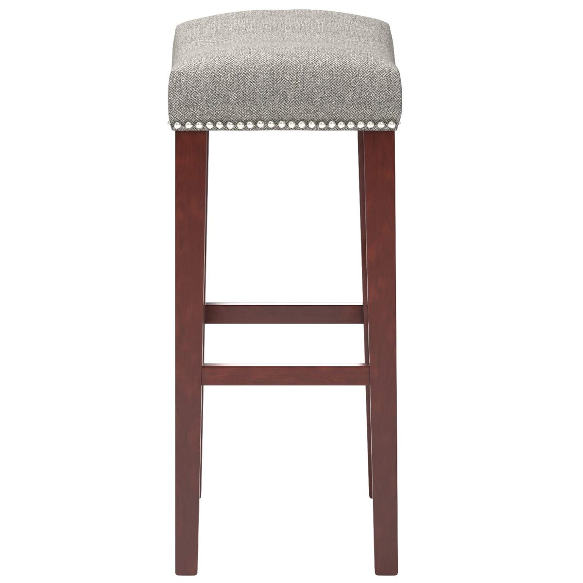 Ravenna Home Faraday Saddle Nailhead Bar Stool, 30.5"H, Zinc