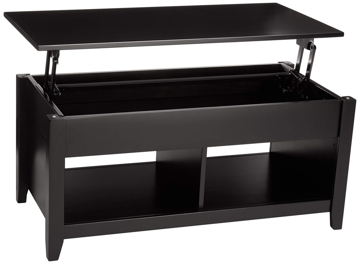 AmazonBasics Lift-Top Storage Coffee Table, Black