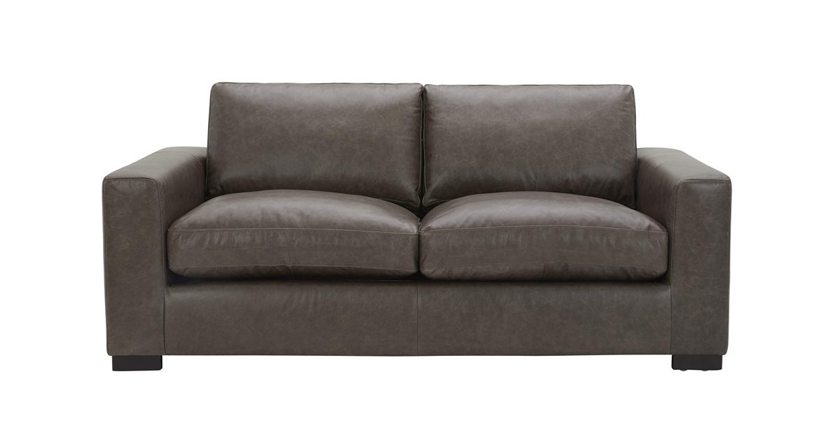 Amazon Brand – Stone & Beam Westview Extra-Deep Down-Filled Leather Loveseat Sofa Couch, 75.6"W, Dark Grey