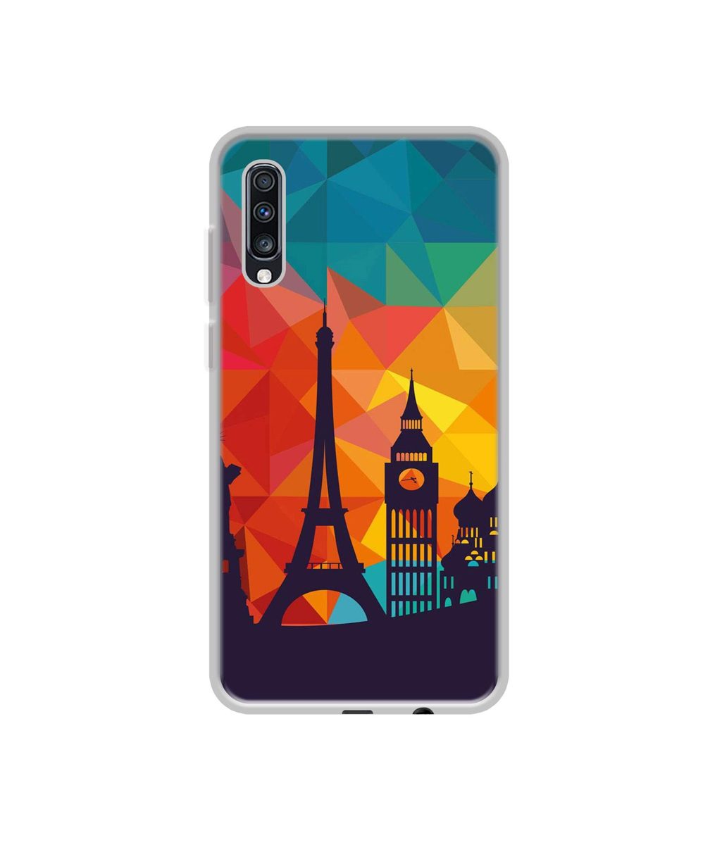 Amazon Brand - Solimo Designer Colored Paris UV Printed Soft Back Case Mobile Cover for Samsung Galaxy A70