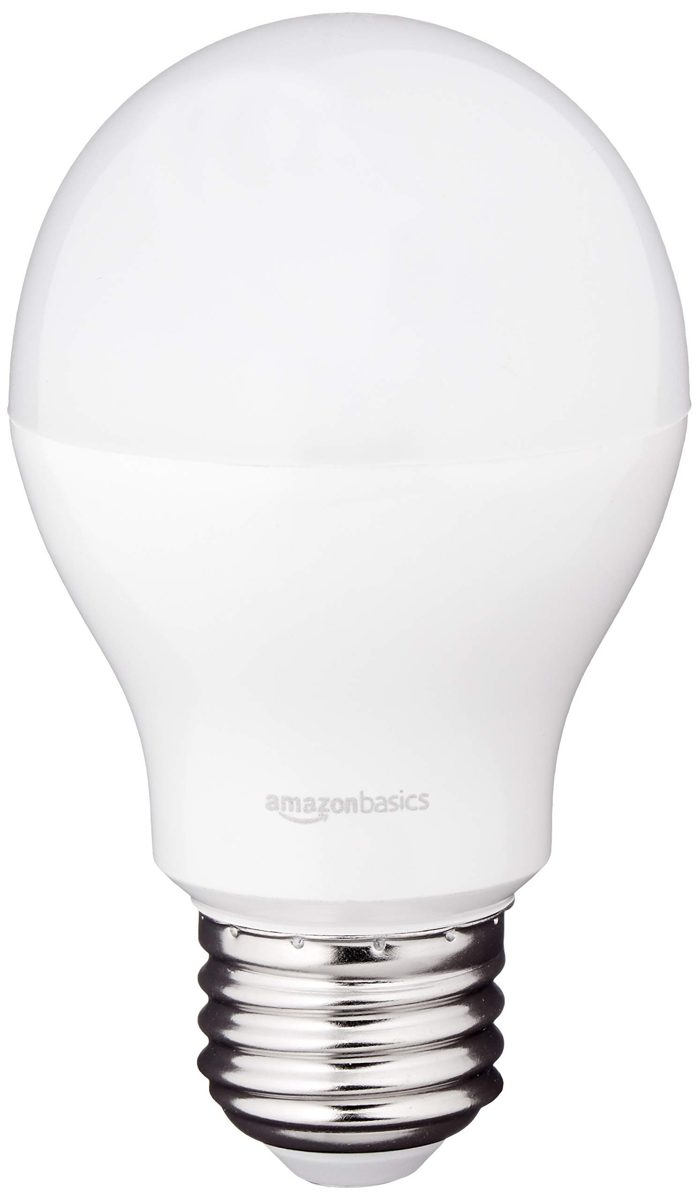 AmazonBasics 60 Watt Equivalent, Daylight, Dimmable, 15,000 Hour Lifetime, A19 LED Light Bulb, 16-Pack (Renewed)