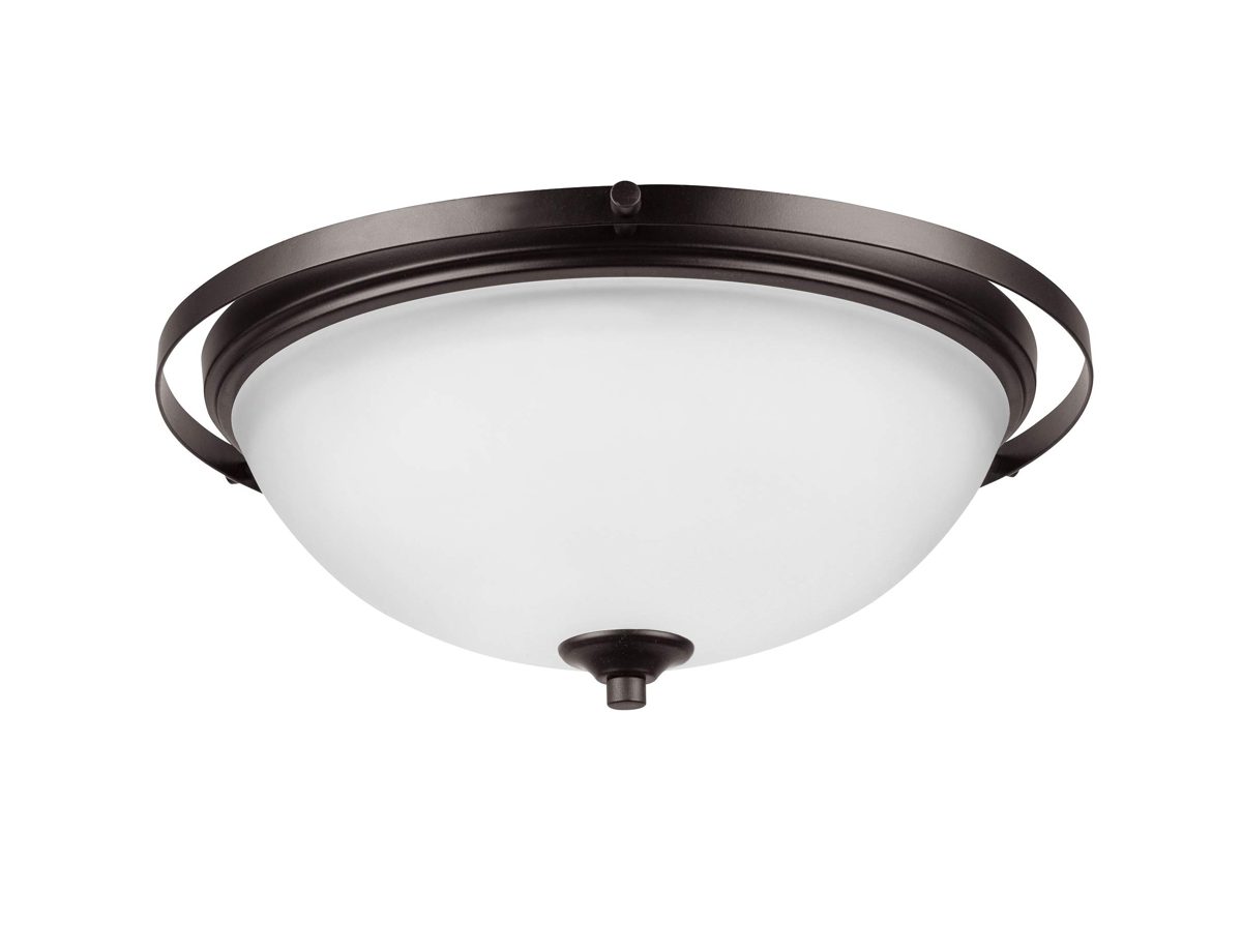 Amazon Brand - Ravenna Home 2-Light Flush-Mount Ceiling Light with White Frosted Glass Shade, 5.1"H, Dark Bronze