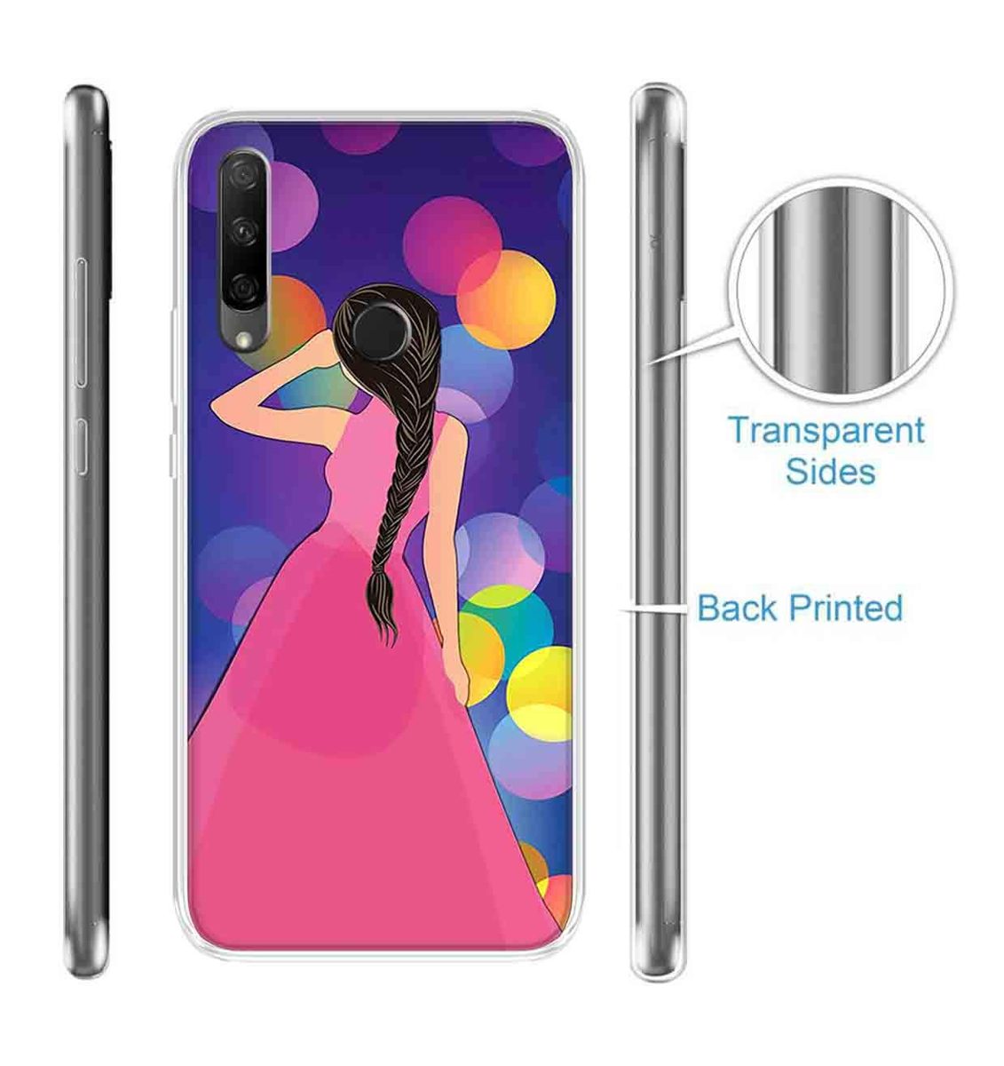 Amazon Brand - Solimo Designer Multicolor Girl Buble Blue Design Printed Soft Back Case Mobile Cover for Huawei Honor 9X
