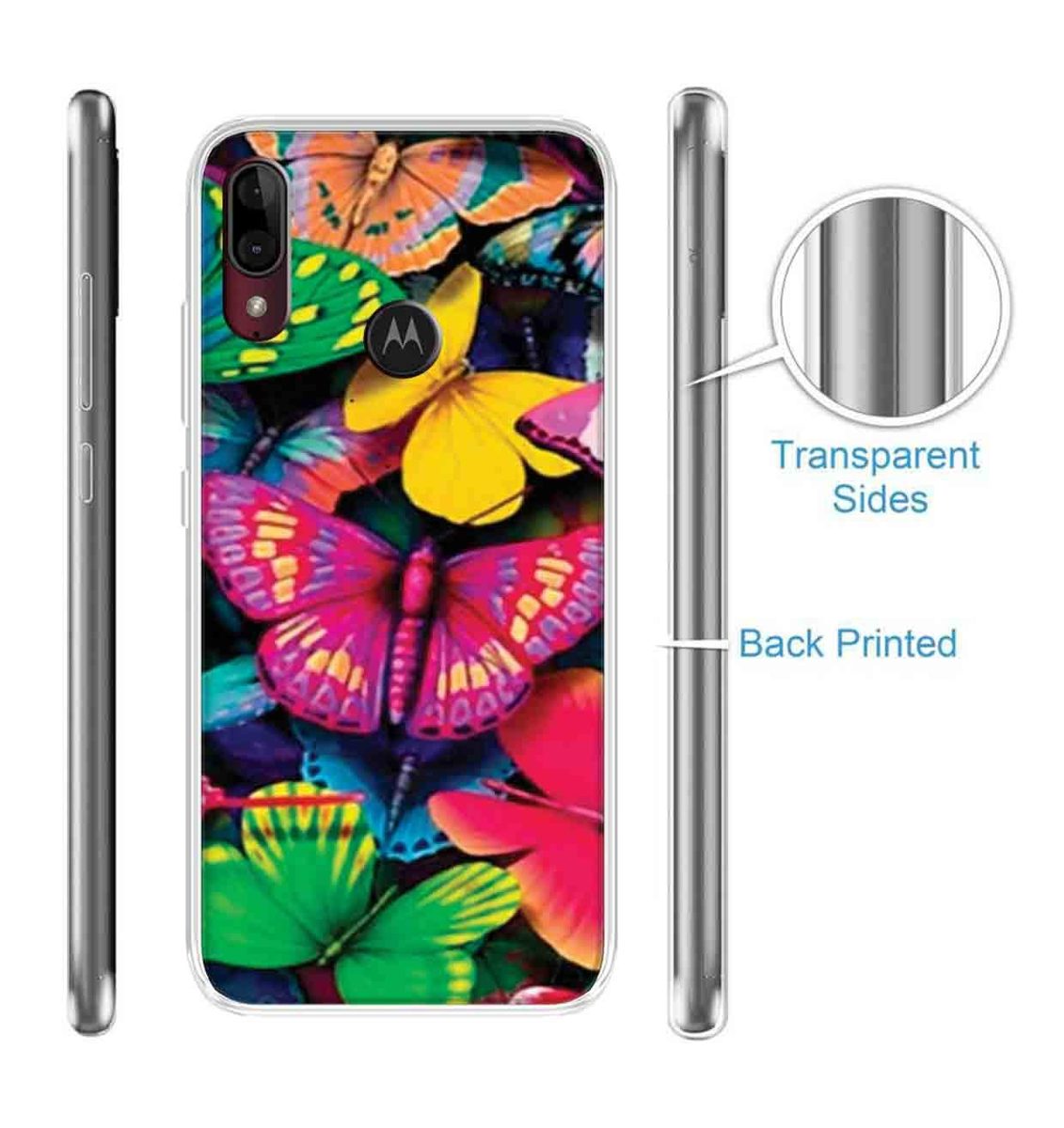 Amazon Brand - Solimo Designer Multicolor Butterfly Colourful Design Printed Soft Back Case Mobile Cover for Motorola Moto E6s / Motorola Moto E6 Plus