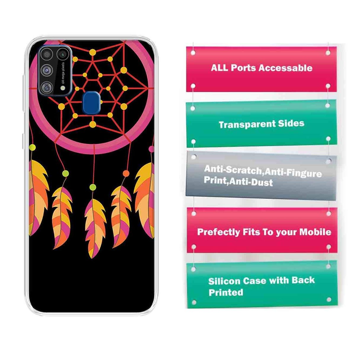 Amazon Brand - Solimo Designer Multicolor Dream Catcher Pink Printed Soft Back Case Mobile Cover for Samsung Galaxy M31
