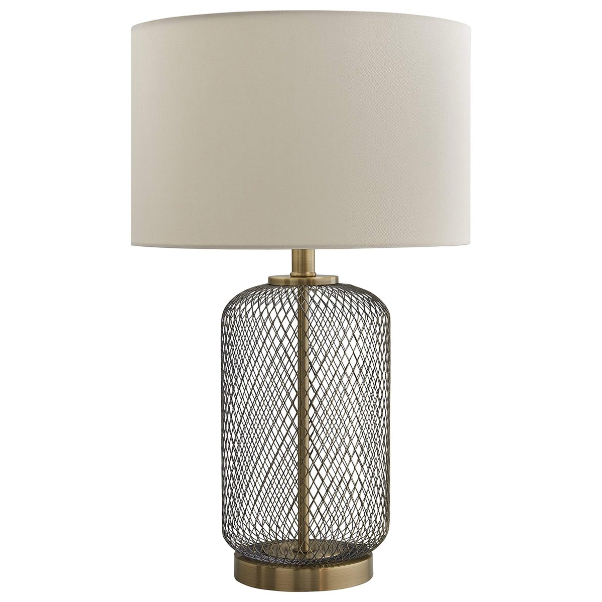 Stone & Beam Modern Mesh Table Lamp, 23"H, Antique Brass with Linen Shade