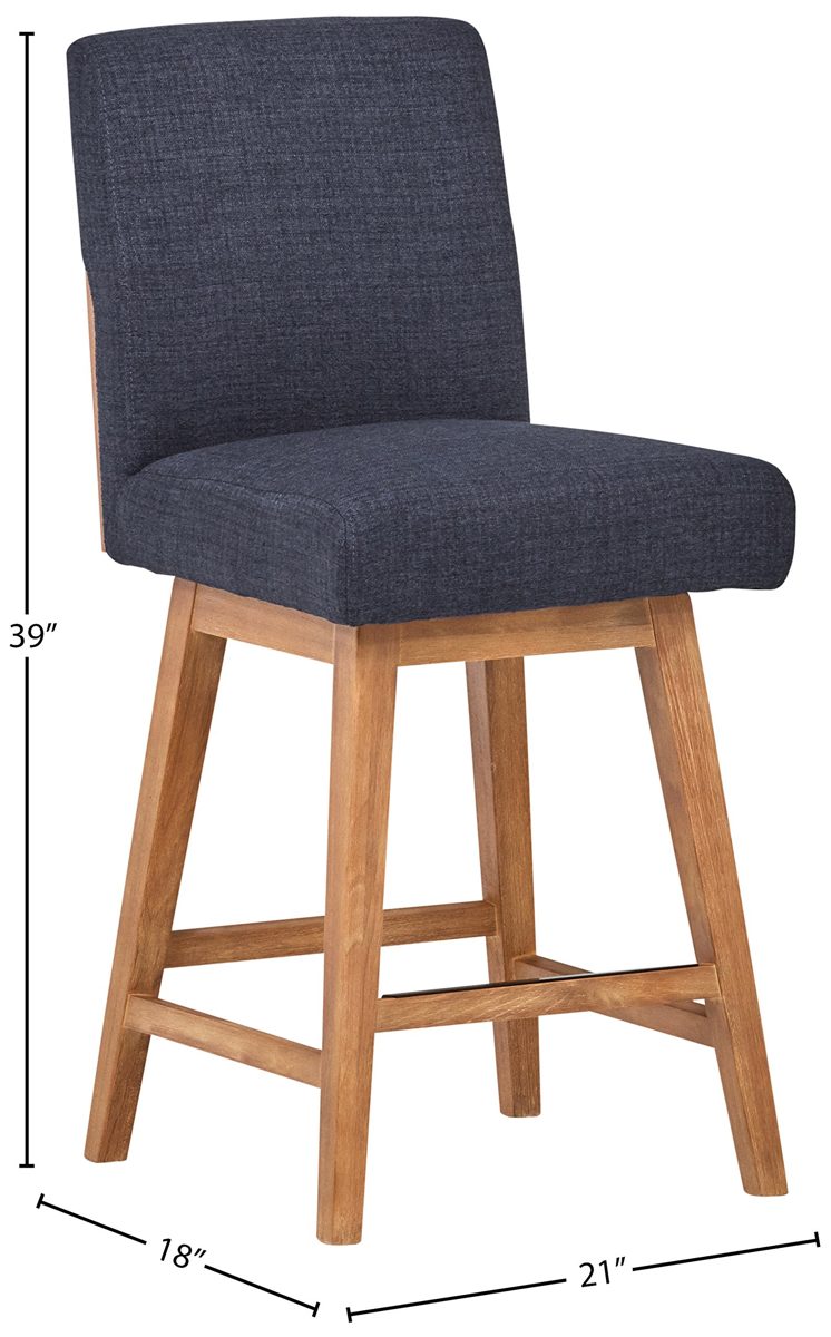 Amazon Brand – Stone & Beam Sophia Modern Swivel Kitchen Counter Height Stool, 39.4"H, Navy Blue