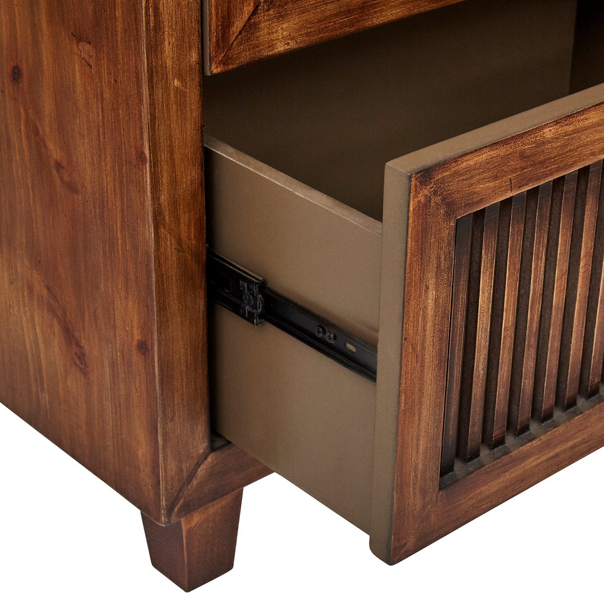 Amazon Brand – Stone & Beam Cabernet Slatted 2-Drawer Cabinet, 23.6"W, Ash