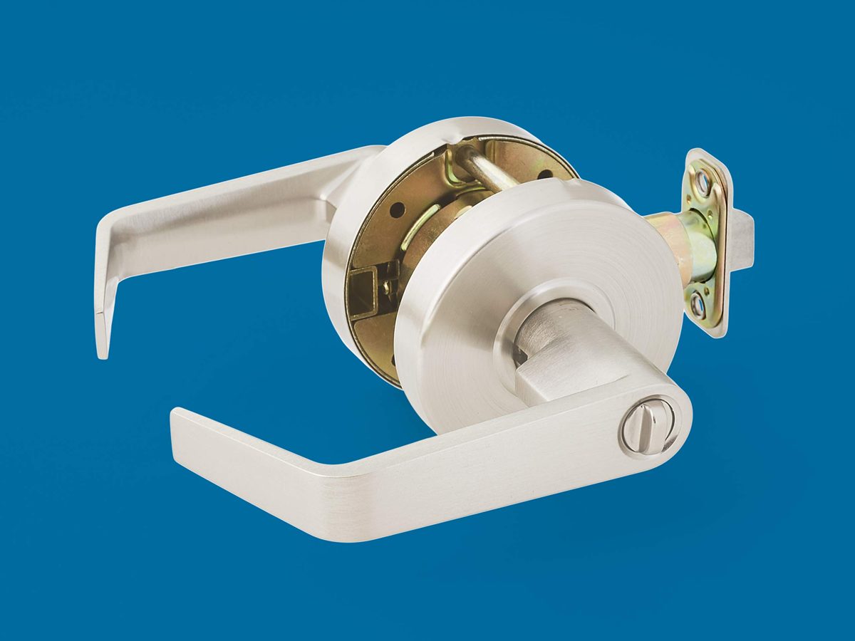 AmazonCommercial Grade 2 Commercial Duty Door Lever-Privacy Lockset, Satin Nickel Finish, 2-Pack
