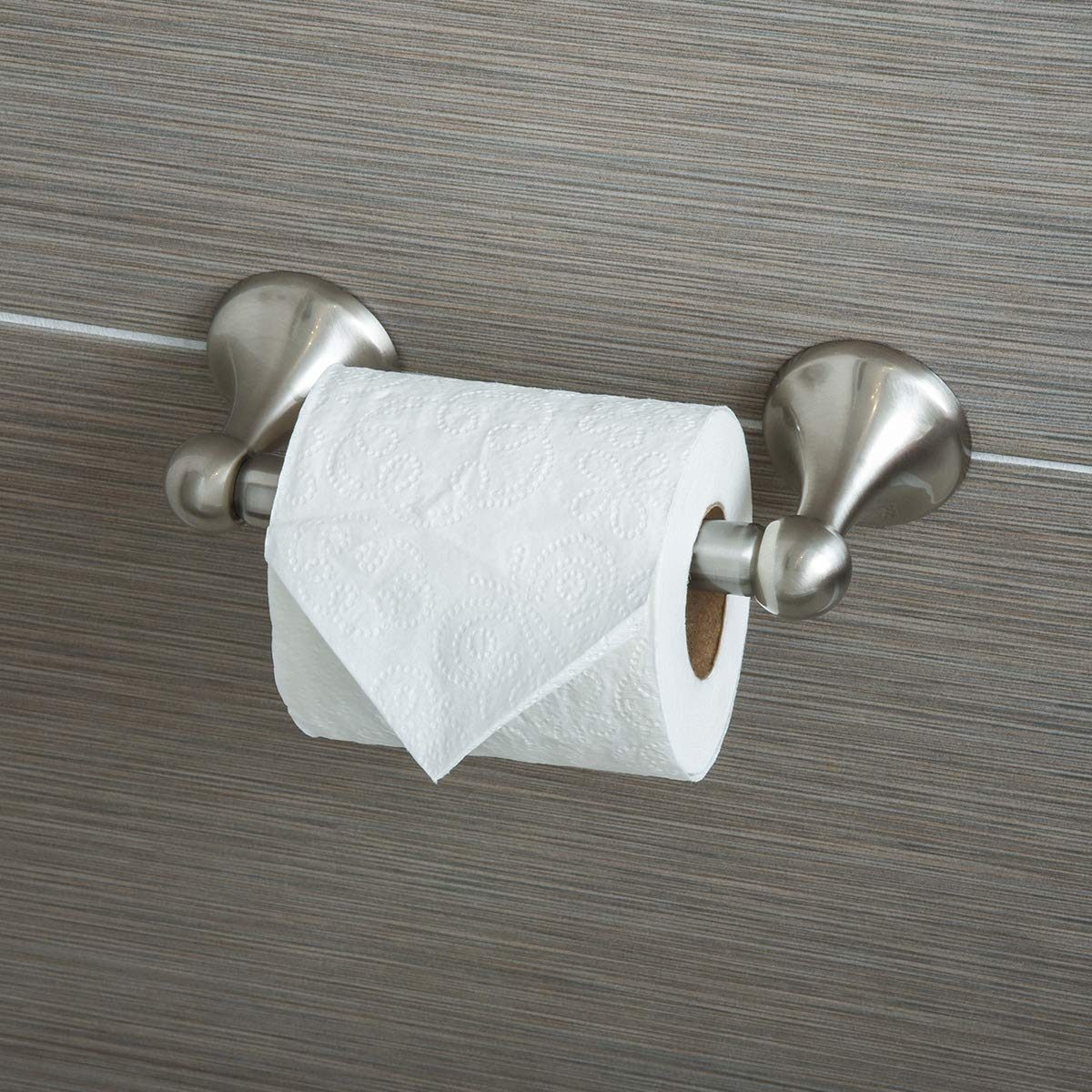 AmazonBasics Standard Toilet Paper Holder, Satin Nickel