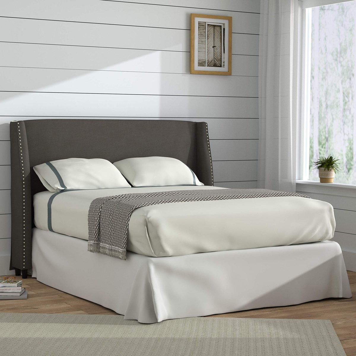 Stone & Beam Merrill Full Headboard with Decorative Nailhead Trim, 69"W, Iron