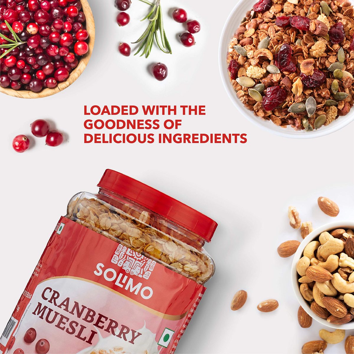 Amazon brand - Solimo Cranberry Muesli, 1kg
