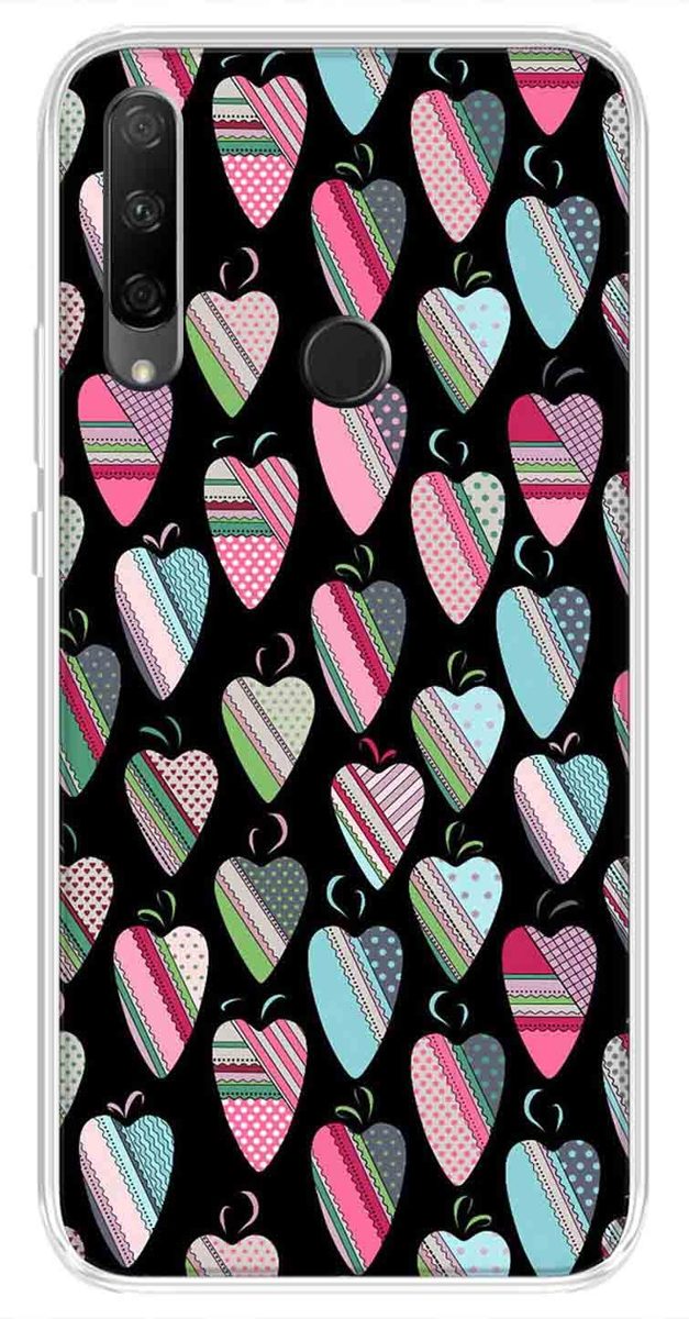 Amazon Brand - Solimo Designer Multicolor Heart Art Vectors Black Pattern Design Printed Soft Back Case Mobile Cover for Huawei Honor 9X