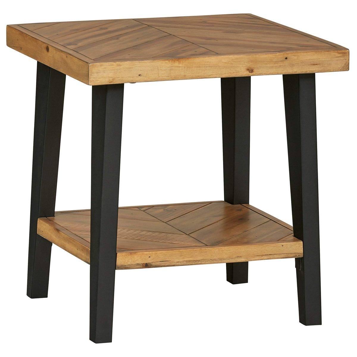 Stone & Beam Kensington Side Table with Chevron Design, 23"W, Acacia