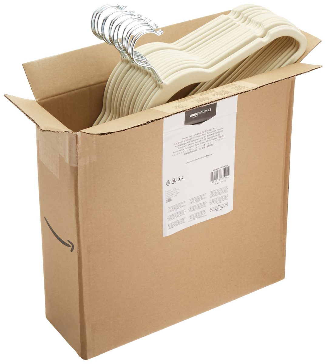 AmazonBasics Velvet Suit Hangers, 30-Pack, Ivory