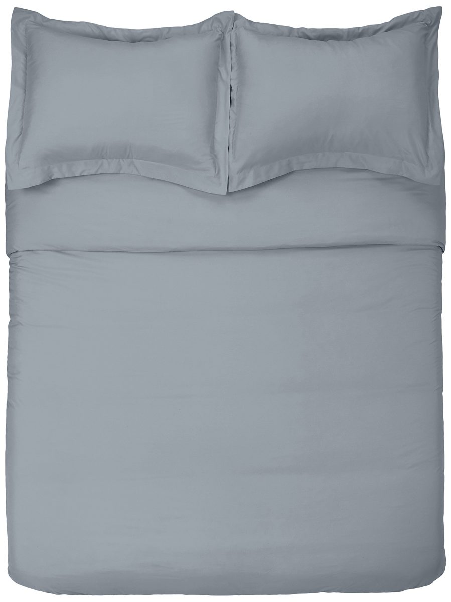 AmazonBasics Light-Weight Microfiber Duvet Cover Set with Snap Buttons - Full/Queen, Dark Grey