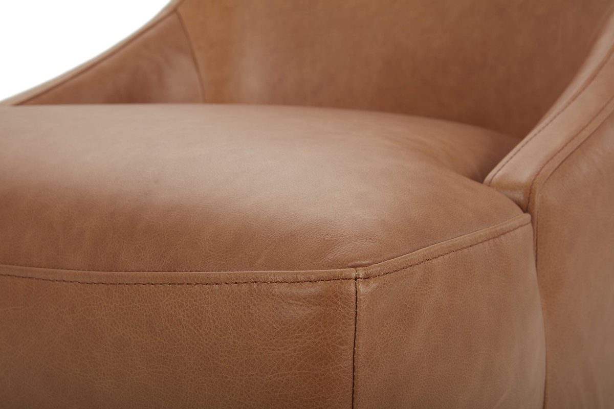 Amazon Brand – Stone & Beam Shorebrook Deep Leather Accent Chair, 27.6"W, Cognac