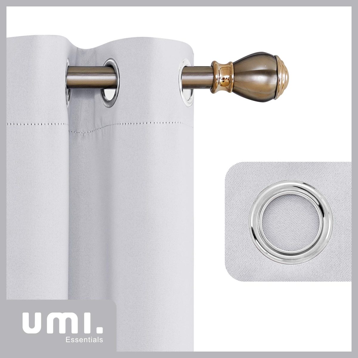 UMI by Amazon Blackout Curtains Thermal Insulated Window Curtains Eyelet Super Soft Window Treatment for Bedroom 66 x 72 Inch Silver Grey 2 Panels