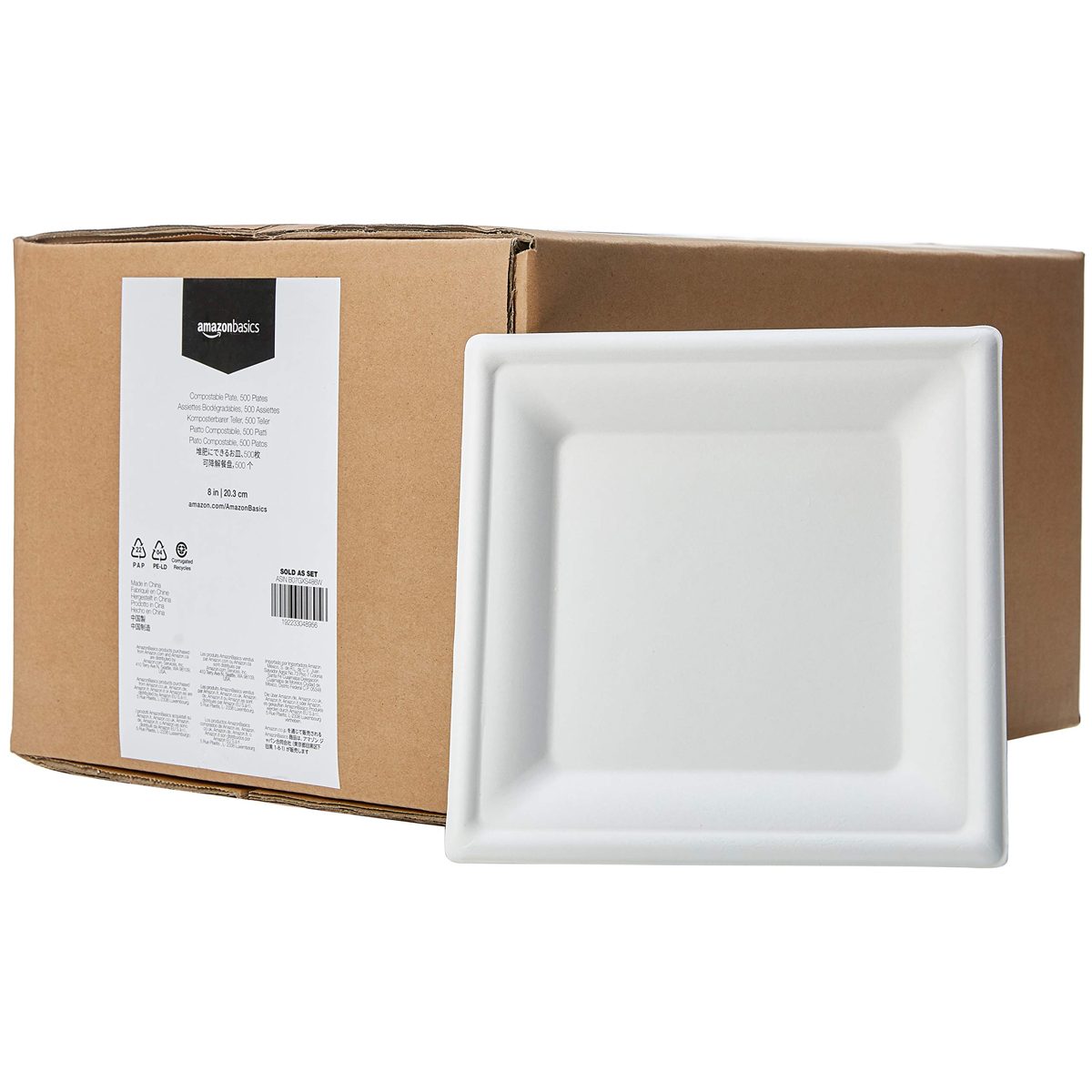 AmazonBasics Compostable Plate, 8-Inches, 500 Plates