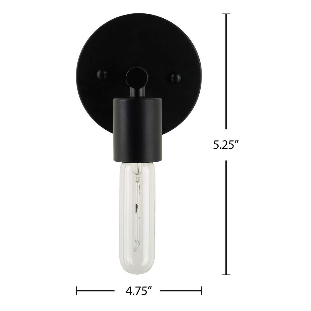 Amazon Brand – Rivet Mid-Century Modern Wall Sconce with Novelty Bulb, 5.25"H, Matte Black