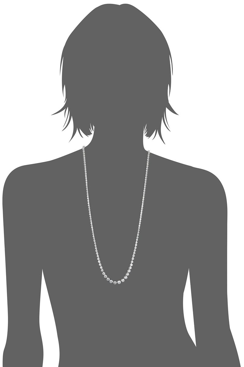 Platinum-Plated Sterling Silver Swarovski Zirconia Round-Cut Graduated Riviera Necklace, 30"