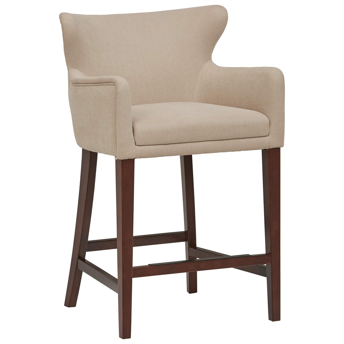 Amazon Brand – Stone & Beam Wickstrom Upholstered Counter-Height Bar Stool with Arms, 37"H, Fawn