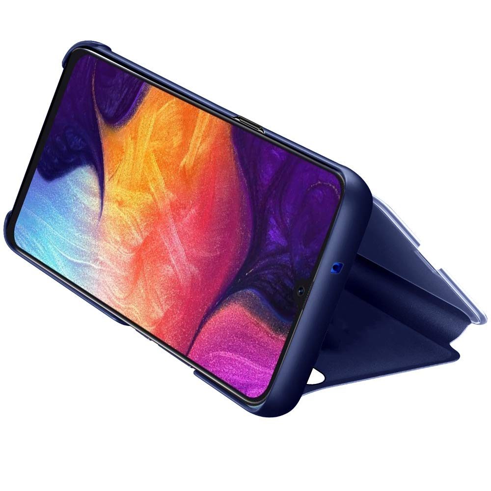 Amazon Brand - Solimo Protective Clear View flip Cover for Samsung Galaxy A50 (Blue)